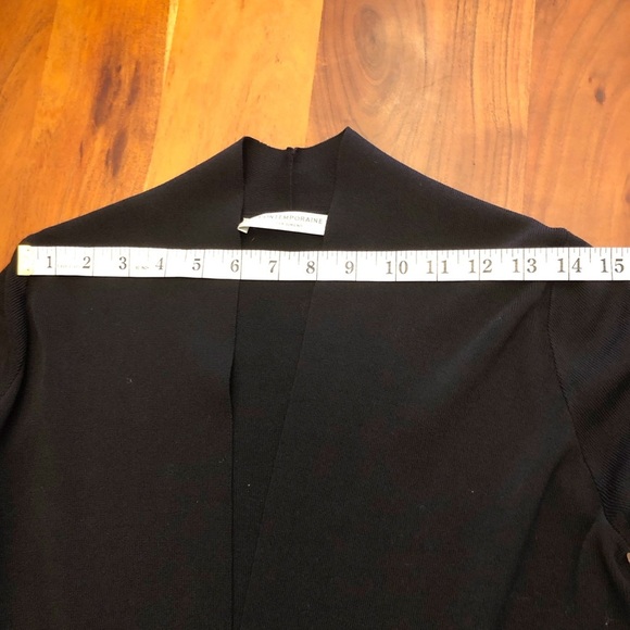 CONTEMPORAINE Knitted Minimalist Black Open Front Loose Fit Kimono Cardigan. - Picture 10 of 15